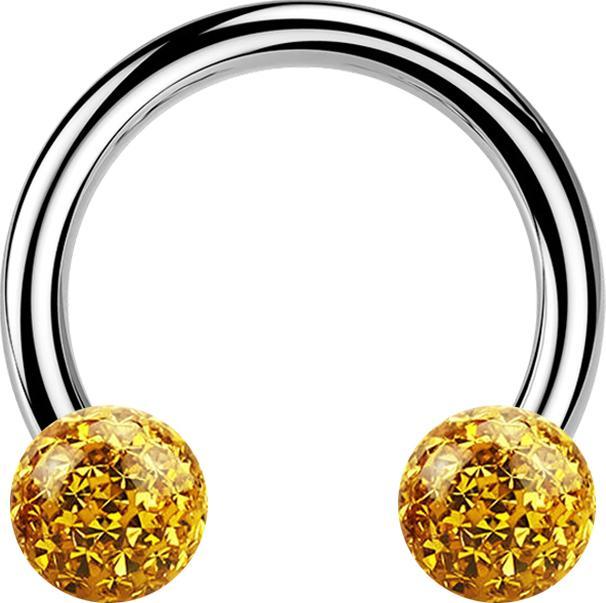 Produktbild Star Piercing Micro Circular Barbell silber mit zwei Kristall Kugeln topaz Epoxy Schutzschicht (ohne Messing, Titan)