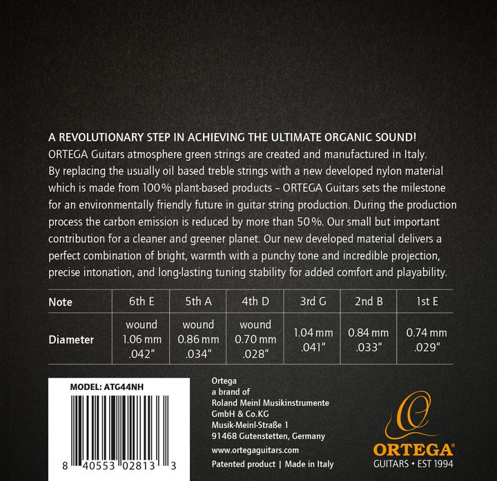 Image du produit Ortega Cordes Nylon Guitare - Hard Tension - Organique (Guitare)