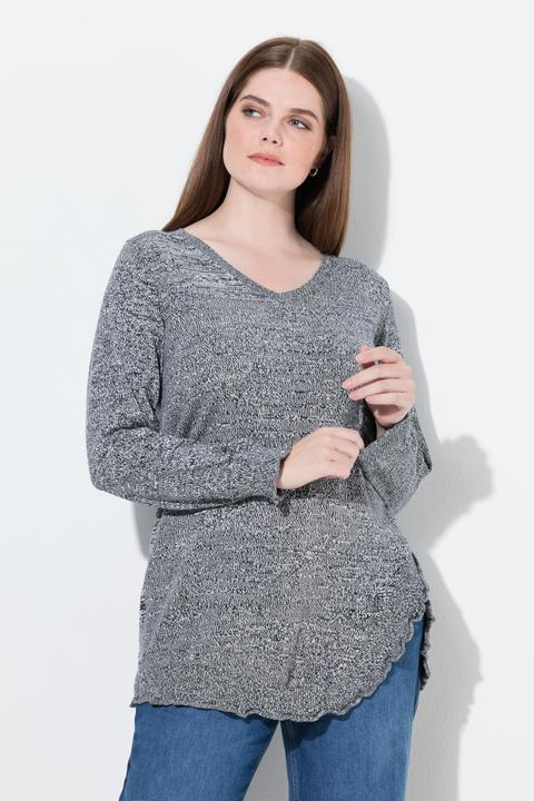 Produktbild Ulla Popken Pullover, Volants, V-Ausschnitt, Langarm (58)