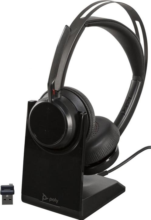 Actual product image Poly Voyager Focus 2 UC headphones headband USB Type-A Bluetooth charging cradle (Wireless, USB-A, Unify)