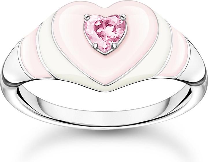 Actual product image Thomas Sabo Ring Heart with Pink Stone Silver (50, 925 Silver)
