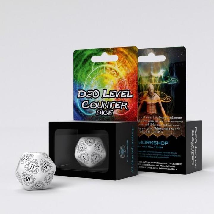 Actual product image Q Workshop 20LEV02 - D20 Level Counter white & black Die (1)