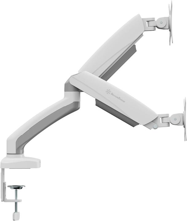Produktbild Silverstone SST-ARM26W - Dual Monitor Arm with mechanical springs and plastic armor, adjustable, 180 (Tisch, 32", 9 kg)