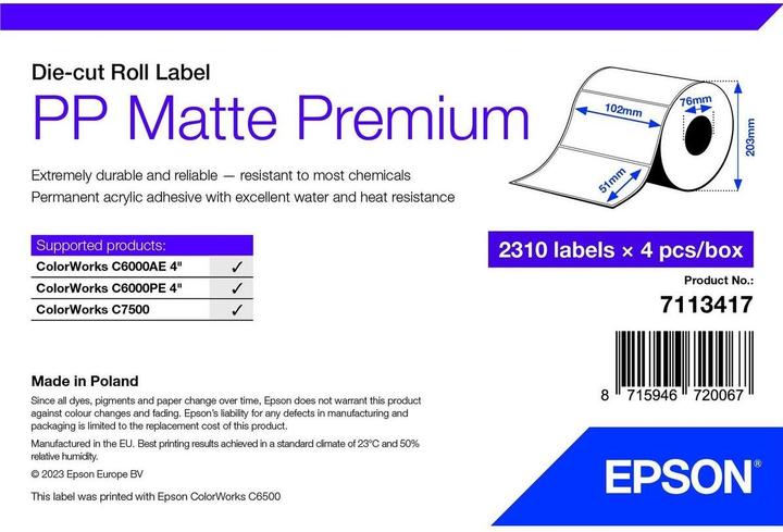 Epson Pp Matte Label Prem Die-Cut (102 mm)