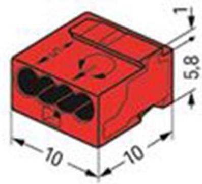 Actual product image Wago plug-in terminal Micro-Wago 4-fold red