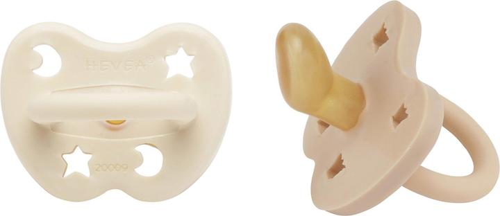 Image du produit Hevea Lot de 2 tétines en caoutchouc naturel, Milky White & Sand - adapté à la mâchoire de bébé (2 x, 3 - 36 M.)
