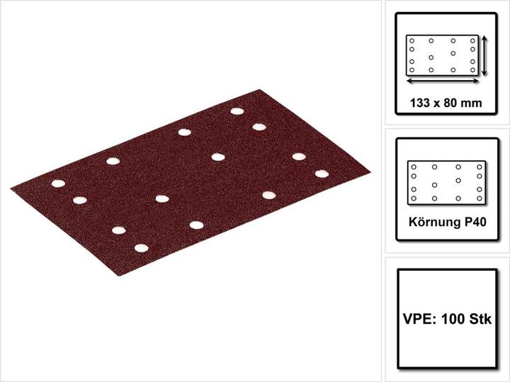 Produktbild Festool STF 80x133 RU2/50 Schleifstreifen Rubin 2 P40 80 x 133 mm 100 Stk. ( 2x 499046 ) für (P40)