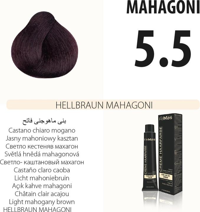 Produktbild FemMas 5.5) Haarfarbe Hellbraun Mahagonı 100ml (Hellbraun Mahagonı)