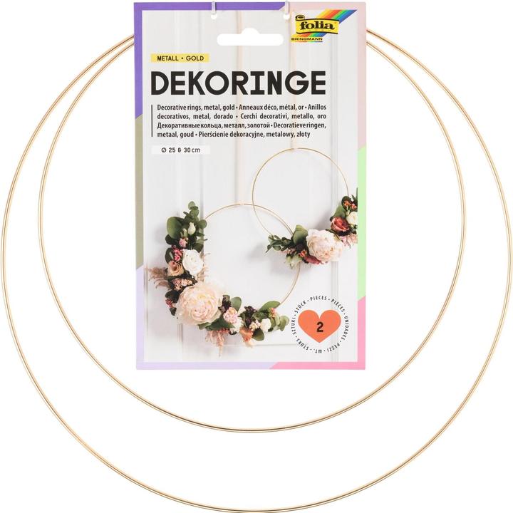 Folia Metallring Ø 25 und 30 cm, Gold, 2 Stück