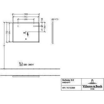 Thumbnail - Villeroy & Boch, Spiegel, V&B Spiegel SUBWAY 3.0 1000x750x47,5mm bi (Black ma White Matt)
