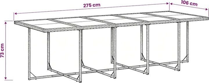 Produktbild vidaXL Garten Essgruppe (275 x 106 x 73 cm)