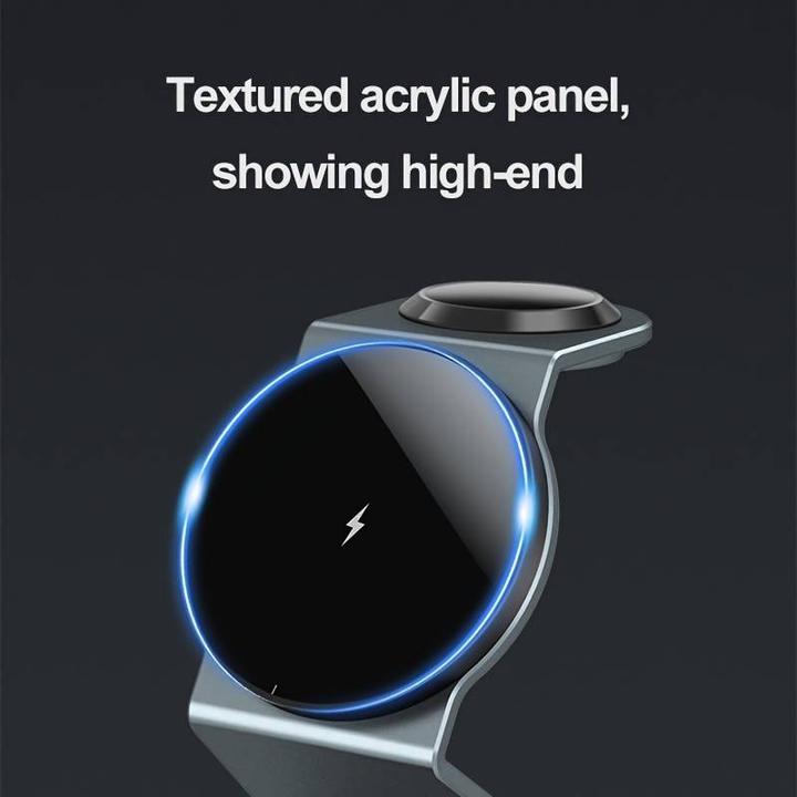 Produktbild PhoneLook Stylische Ladestation 3in1 magnetisch MagSafe aus mit kabellosen Fast Charging 15W (iPhone, AppleWat (15 W)