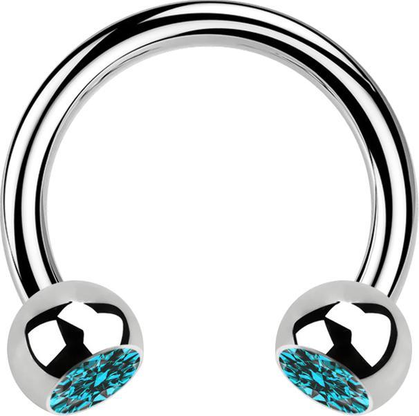 Immagine prodotto Star Piercing Micro Circular Barbell argento con due sfere di cristallo acqua (senza ottone, Acciaio chirurgico 316L)