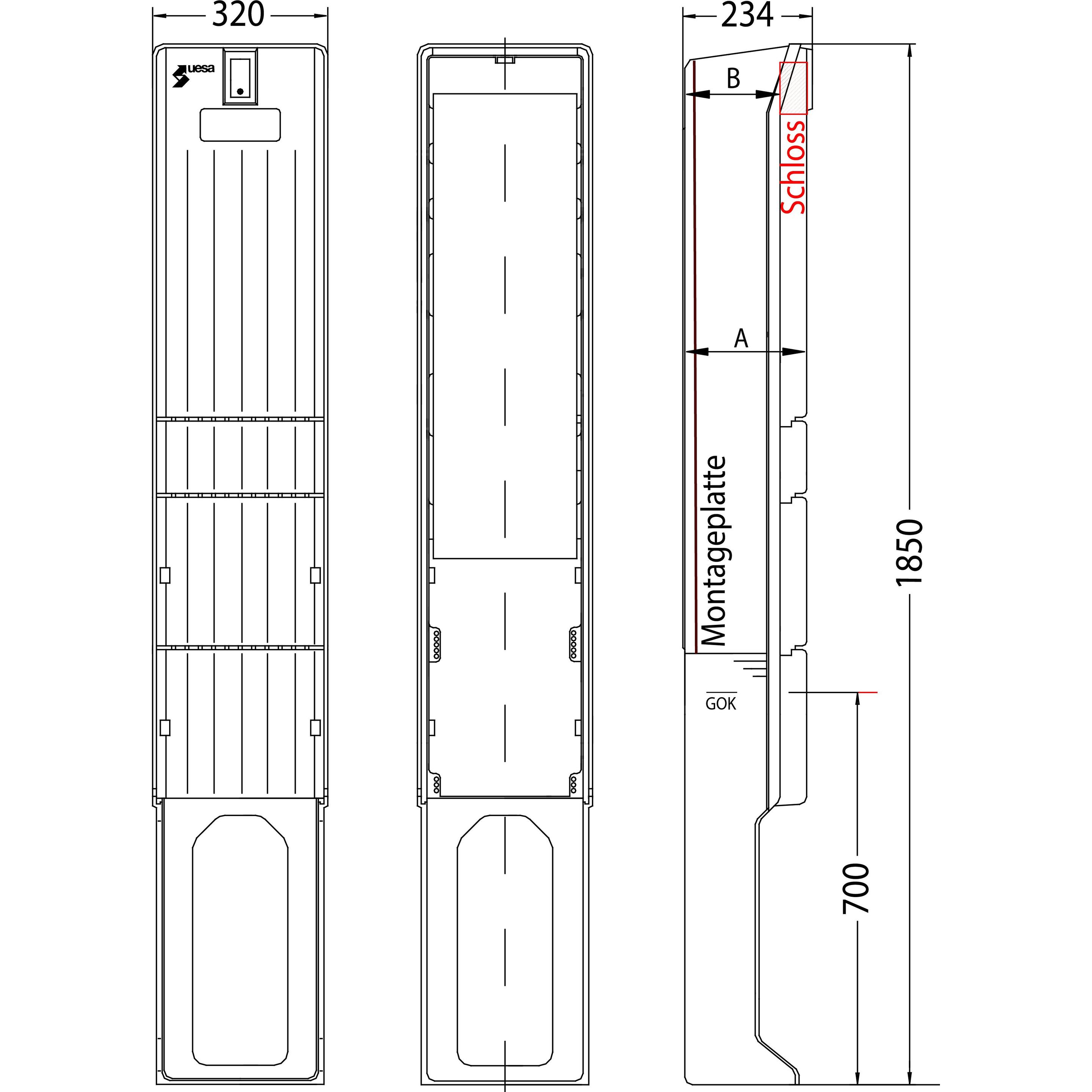 UESA, Verteilerschrank, Verteilersäule