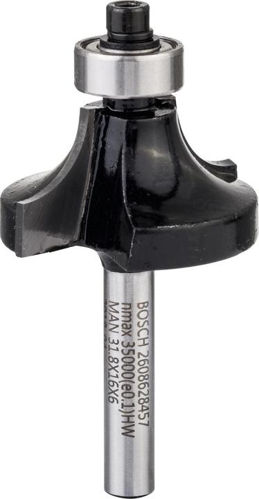 Bosch Professional Zubehör Abrundfräser, 6 mm, R1 9,5 mm, D 31,8 mm, L 16,2 mm, G 57 mm