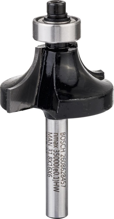 Bosch Professional Zubehör Abrundfräser, 6 mm, R1 9,5 mm, D 31,8 mm, L 16,2 mm, G 57 mm