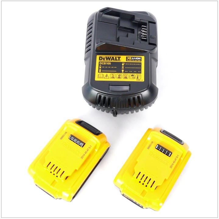 Image du produit DeWalt Starter Kit DCB115D2QW 18 V: 2x Batteries DCB 183 2 Ah + 1x Chargeur DCB 115 (18 V)