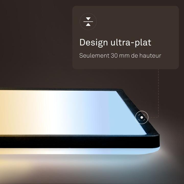 Actual product image B.K.Licht SHALLOW ultraflaches LED Panel, IP44, schwarz, 580x200 (3000 lm)