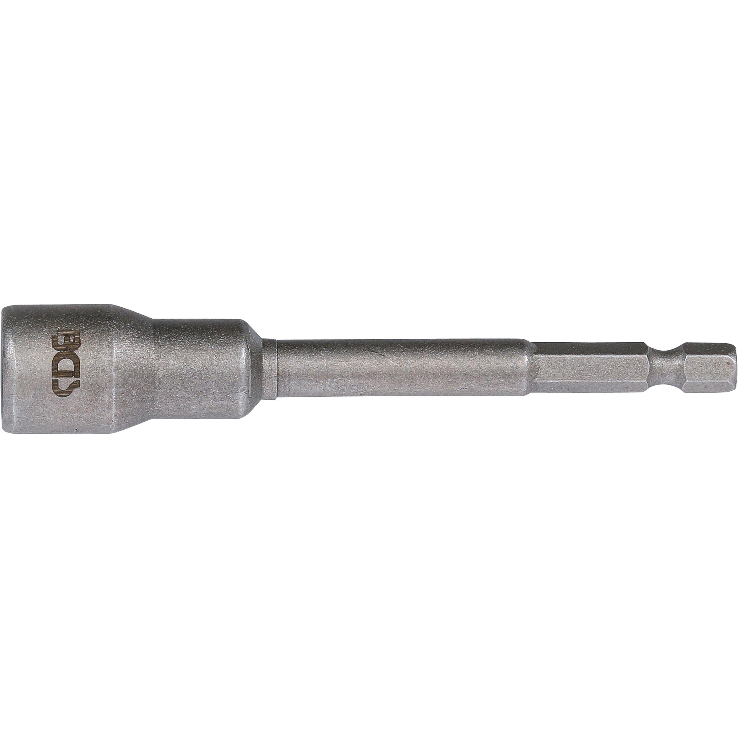 BGS, Steckschlüssel + Stecknuss, Steckschlüssel-Einsatz Sechskant, extra lang für Bohrmaschinen 6,3 mm (1/4") SW 11 mm (...