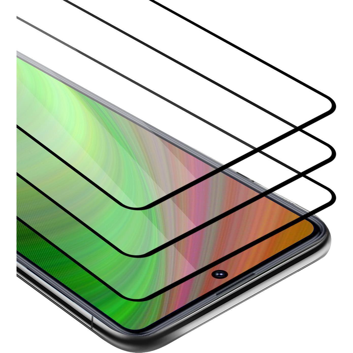 Cadorabo Vollbild Displayschutzglas (3 Stück, Huawei P Smart (2021)), Smartphone Schutzfolie, Schwarz