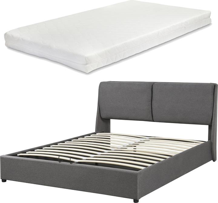 Produktbild En.Casa Polsterbett Lunner mit Matratze 140x200 cm Dunkelgrau (140 x 200 cm)
