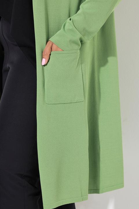 Produktbild Ulla Popken Long-Strickjacke, Stehkragen, offene Form (58, 60)