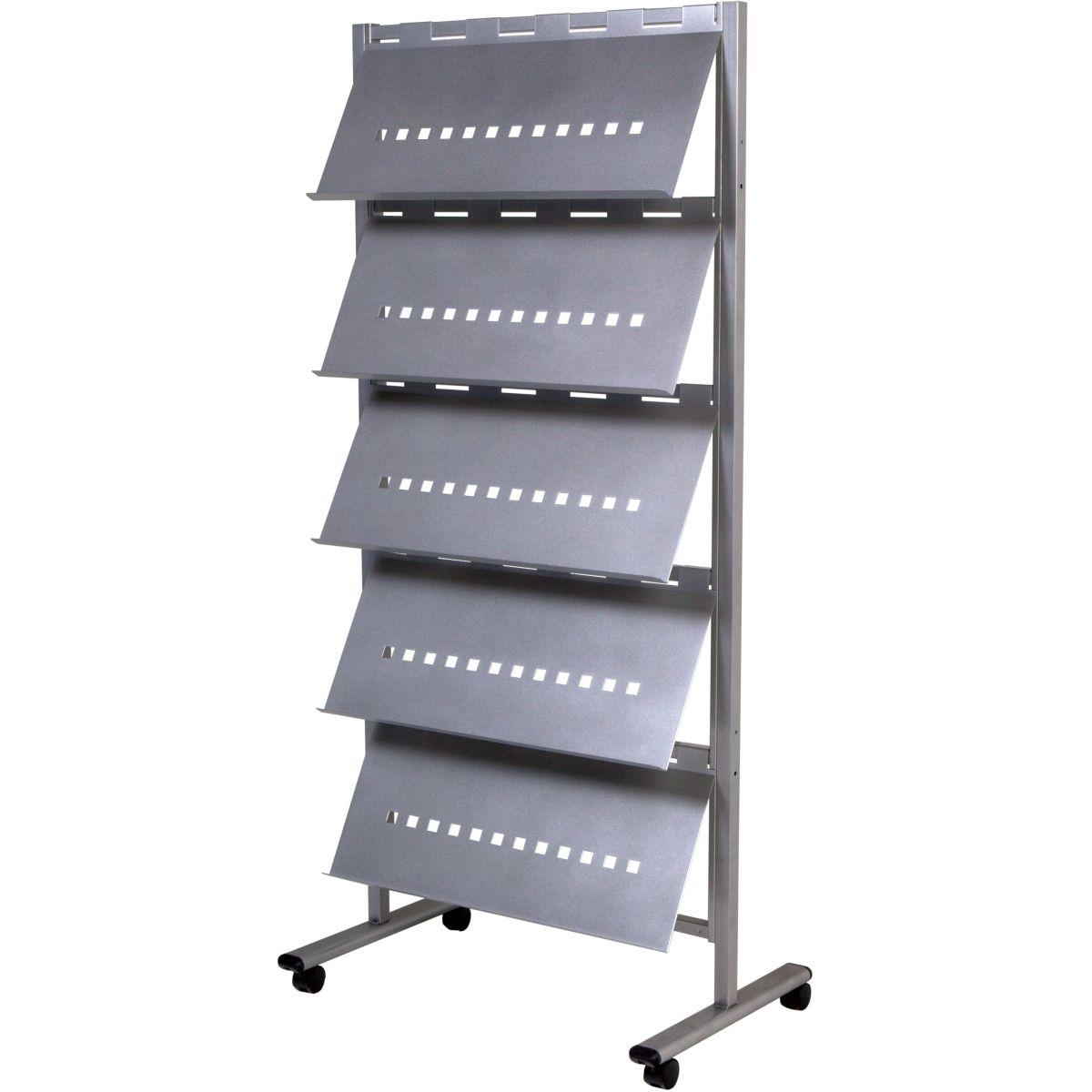 Rocada, Prospektständer, Prospektständer 5 Ablagen Stahl silber