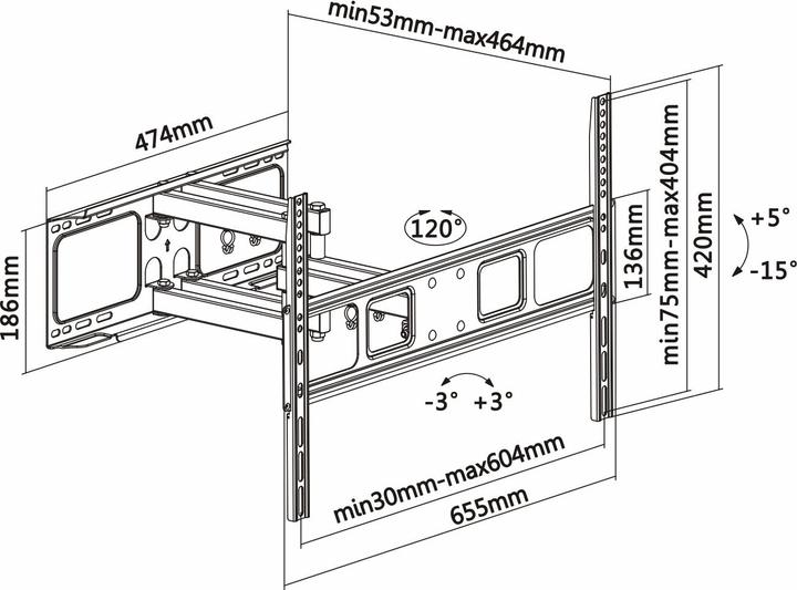 Produktbild Aisens Soporte Giratorio Inclinable Nivelable Monitor TV 37-70 40kg (Wand, 40 kg, 37" - 70")