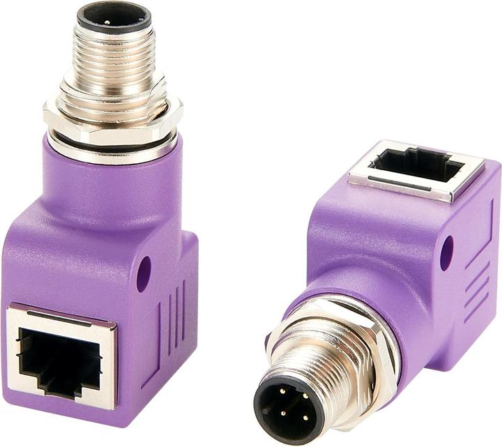 Produktbild Exsys Adapter M12 D-code ST - RJ45 BU 90° (RJ45 (1x))