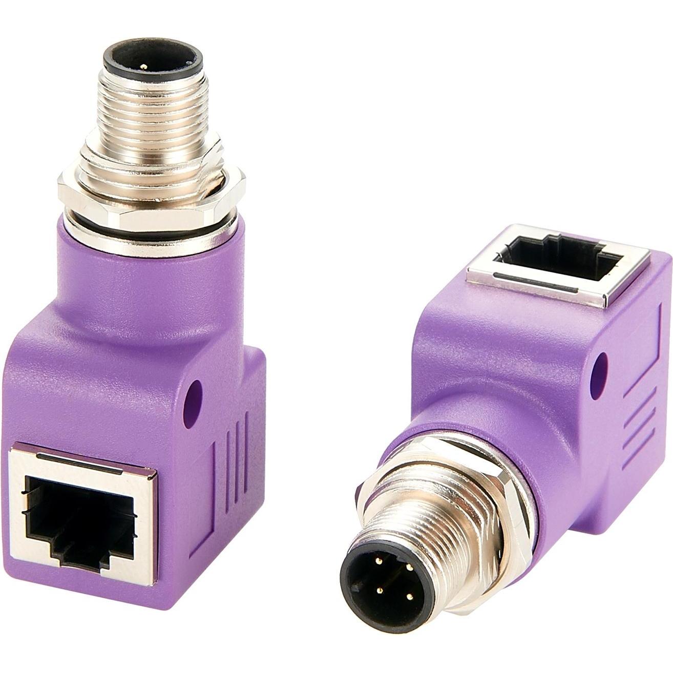 Exsys Adapter M12 D-code ST - RJ45 BU 90° (RJ45 (1x)), Netzwerkadapter, Violett