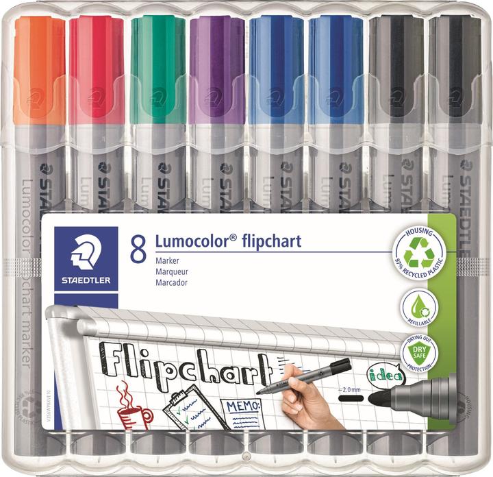 Staedtler 8 356 WP8 X Marchio per lavagna a fogli mobili, colori assortiti 2,0 mm (8 x)