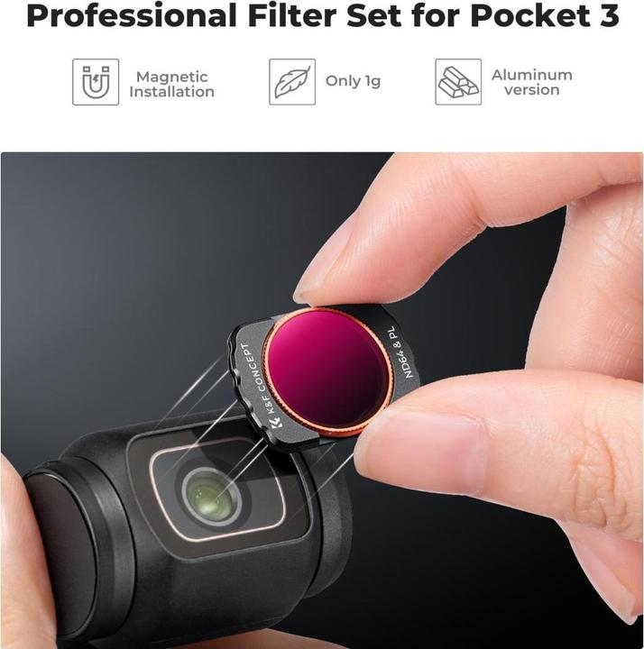 Actual product image K&F Concept 6pcs Filter Kit,UV+CPL+ND16/PL+ND32/PL+ND64/PL+ND256/PL, HD, Anti-Reflection Green Coating, Waterpro