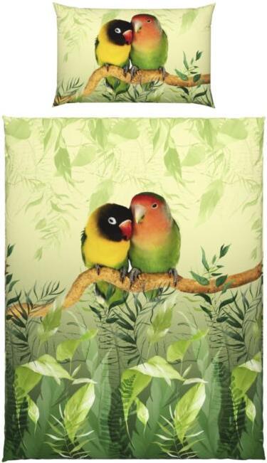 em-es-te Parure de lit Magie tropicale, vert (Parure de lit, 160 x 210 cm, 65 x 100 cm)