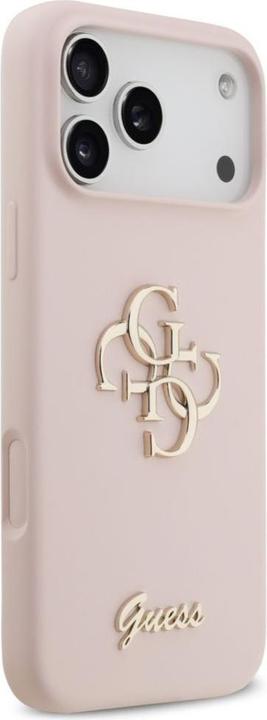 Produktbild Guess 4G Silicone Script Big Metal Logo Case für Apple iPhone 17 Pro Max - pink (Apple iPhone 17 Pro Max)