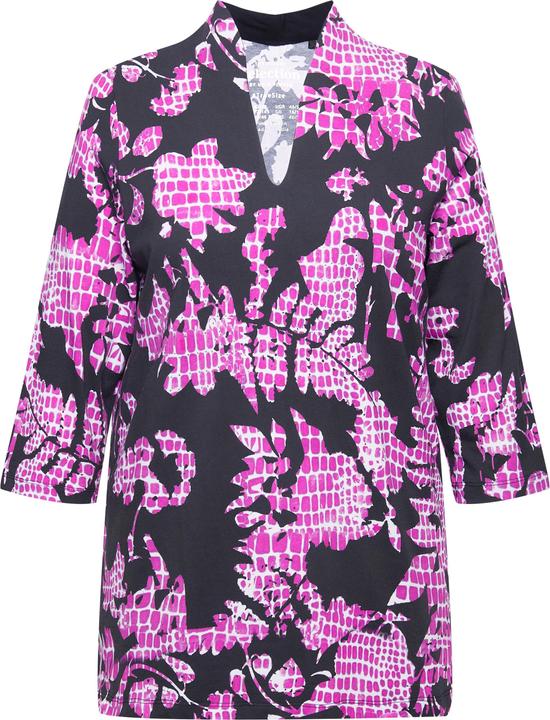 Actual product image Ulla Popken Graphic Print Pima Cotton Goblet Collar Tee (58)