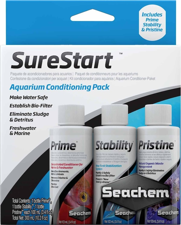 Immagine prodotto Seachem Sure Start (Prime, Stability, Pristine 100Ml) - (159.0022) (Pulizia dell'acquario)