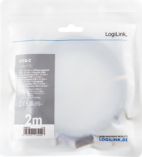 Image du produit LogiLink USB C – USB C (2 m, USB 3.2 Gen 1, 100 W)