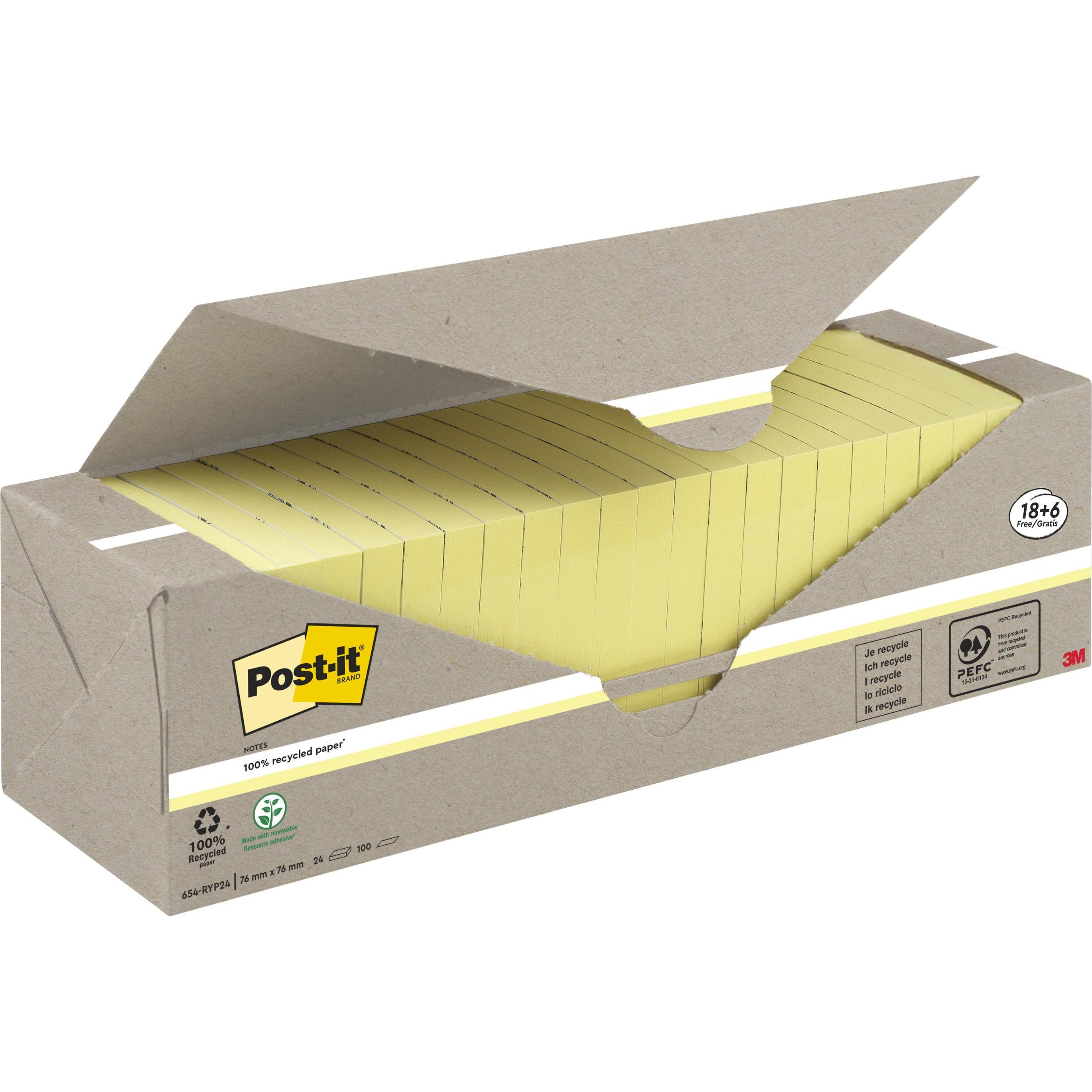 Post-it, Haftnotiz, Recycling Notes (76 x 76 mm)