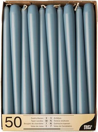 Produktbild Papstar Leuchterkerzen, 22 mm, arktikblau, 50er Pack Durchmesser: 22 mm, Höhe: 250 mm, Brenndauer: ca. 7... (50 Stk.)