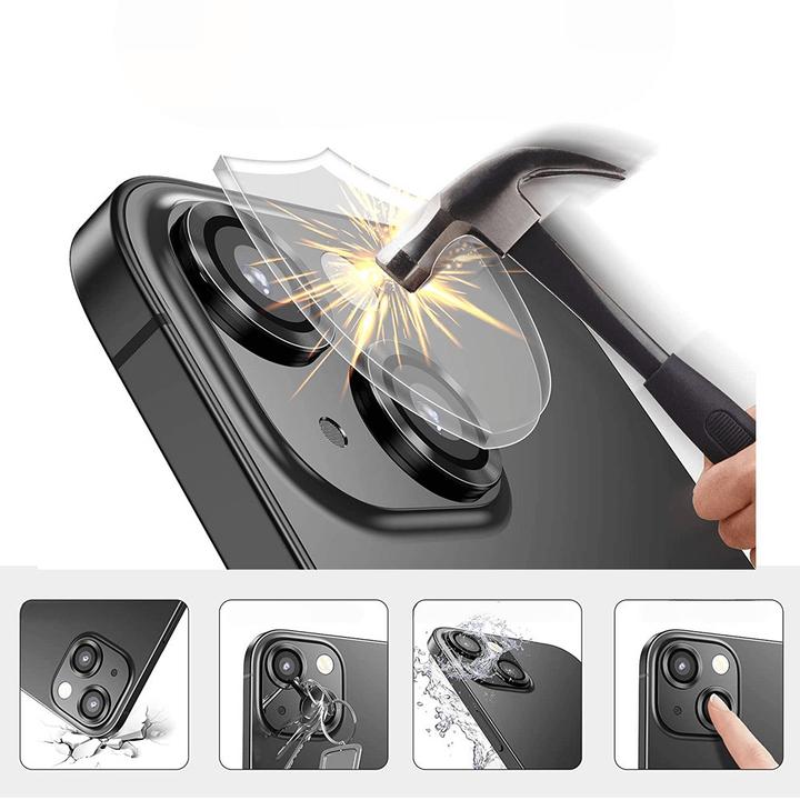 Actual product image Enkay iPhone 15 / 15 Plus - Camera Lenses Bulletproof Glass yellow (2 pcs., Apple iPhone 15, Apple iPhone 15 Plus)