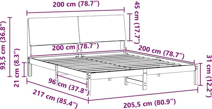 Image du produit vidaXL Bettgestell (200 x 200 cm)