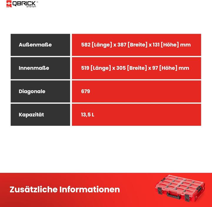 Produktbild Qbrick Organizer mit extra langen Behältern
