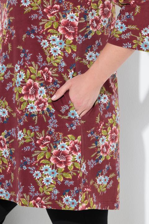 Actual product image Ulla Popken Country Floral 3/4 Sleeve Pocket Knit Tunic (62)