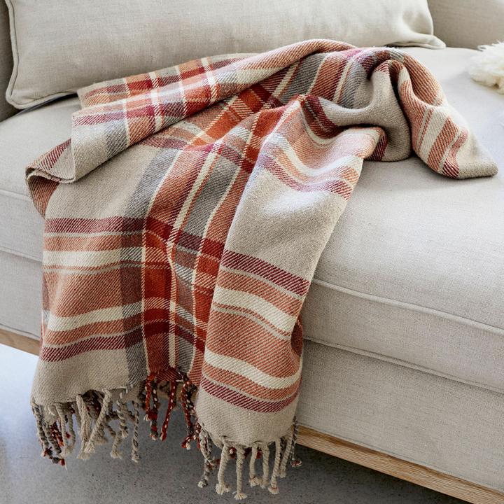 Image du produit Loberon Plaid Tartan rouge/beige (H, 130 cm)