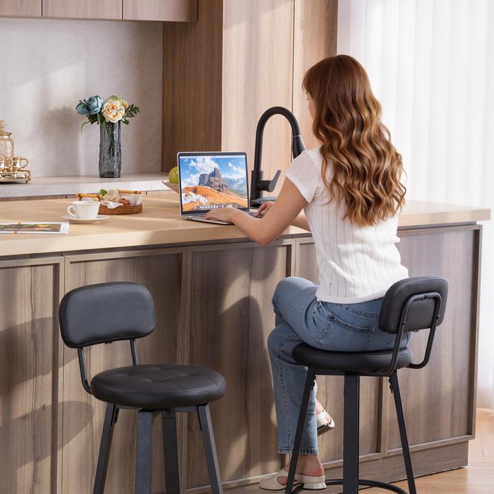 Produktbild Homcom Barhocker Kunstleder, Metall Schwarz
