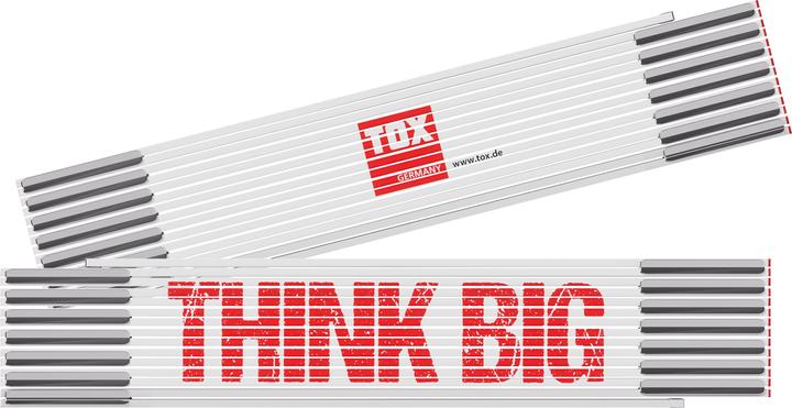 Tox Mètre pliant 3m "Think Big" - Bouleau vitré, blanc, garnitures métalliques