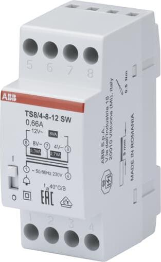 Actual product image ABB TS8/4-8-12SW Bell transformer black Input 230V