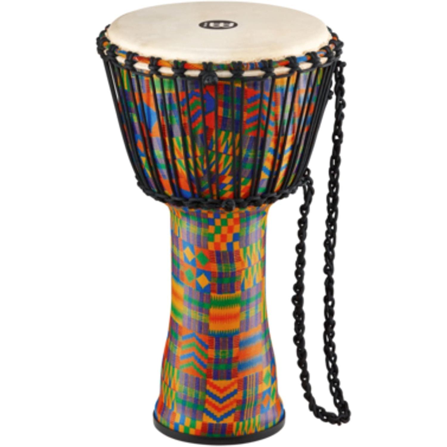 Meinl PADJ2-M-G Rope Tuned Travel Series Kenyan Quilt 10 pollici djembe (Djembe), Strumenti a percussione, Multicolore