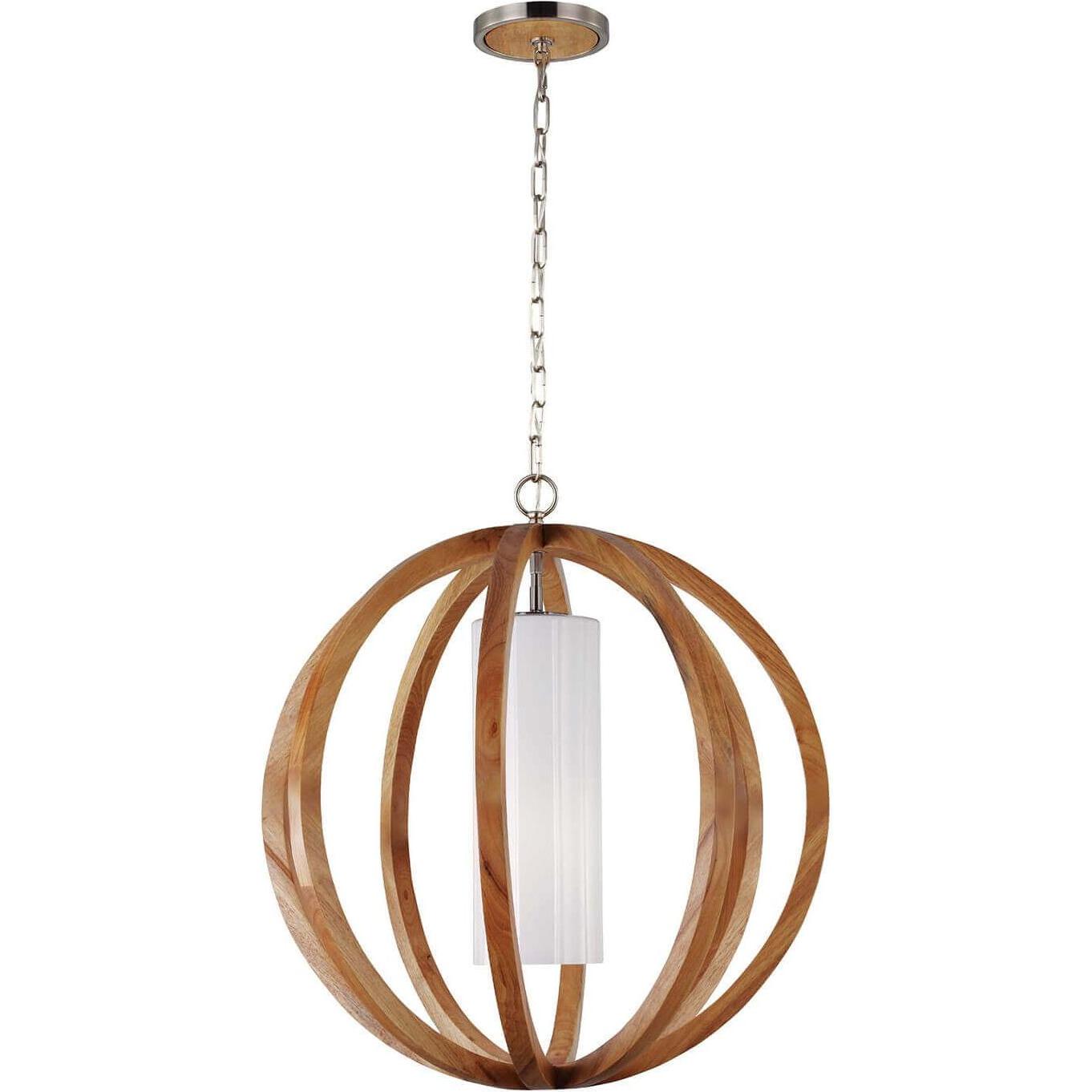 Elstead Lighting, Pendelleuchte, Allier Hängeleuchte E27 72cm Helles Holz, Stahl gebürstet (E27)