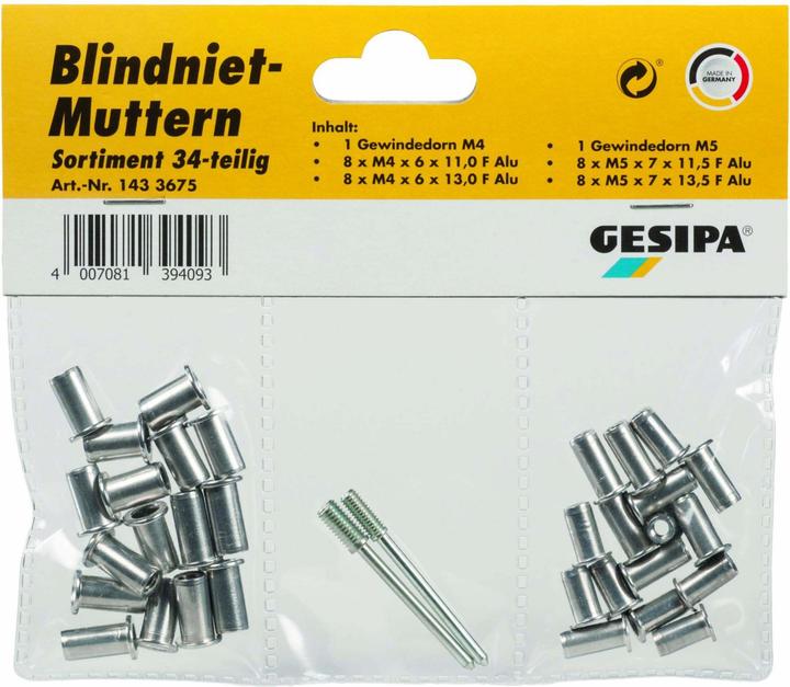 Produktbild Gesipa Blindnietmuttern M4/M5,34tlg